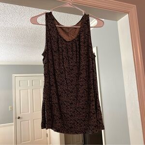 Croft & Barrow Women’s Brown and Black Patterned Scoop Neck Tank Top Size Medium